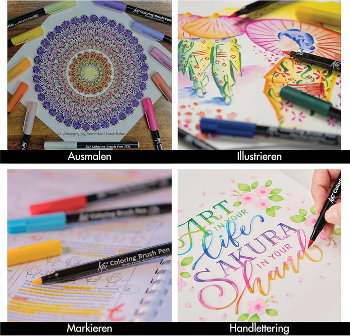 Sakura Koi Coloring Brush Pens 24er-Set, 24 Pinselstifte im Etui