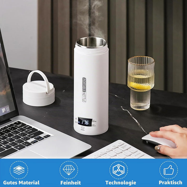 Reisewasserkocher Klein, 500 ML Mini Reisewasserkocher, Kleiner Tragbarer Elektrischer Wasserkocher