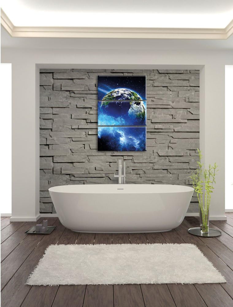 Pixxprint Planet Erde 3-Teiler Leinwandbild 120x80 Bild auf Leinwand