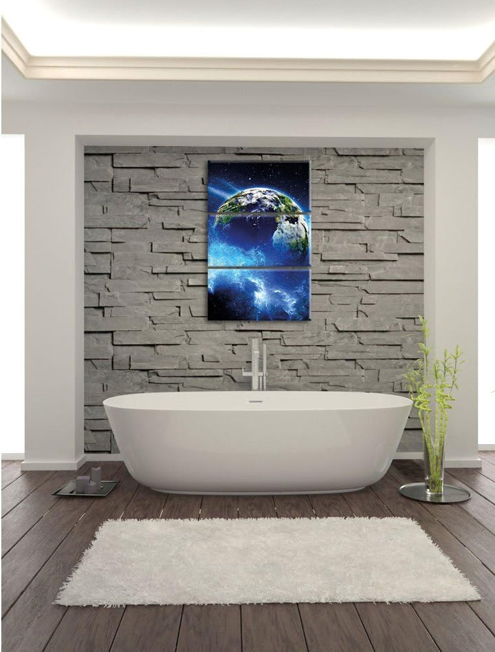 Pixxprint Planet Erde 3-Teiler Leinwandbild 120x80 Bild auf Leinwand