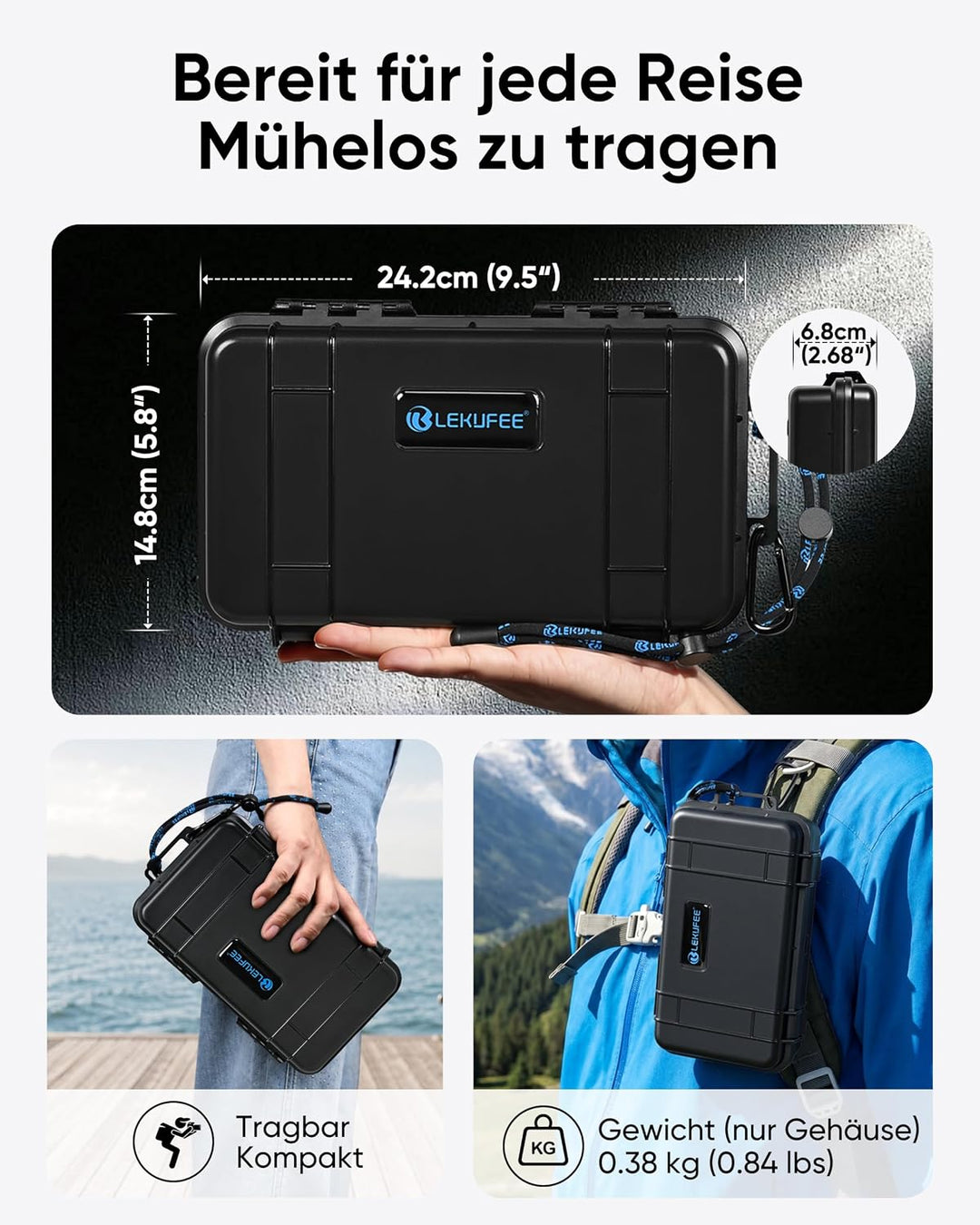 LEKUFEE Reise-Wasserdichter Hartschalenkoffer für DJI Osmo Pocket 3,Creator Combo,Power Expansion Co