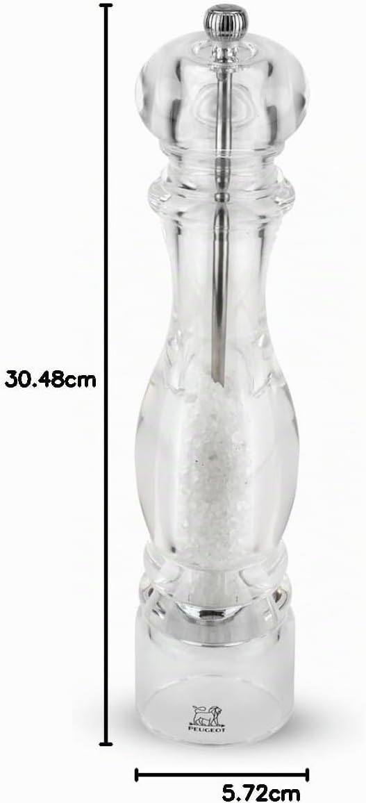 Peugeot Nancy Manuelle Salzmühle, Klassische Mahlgradeinstellung, Höhe: 30 cm, Acryl, Transparent, 9