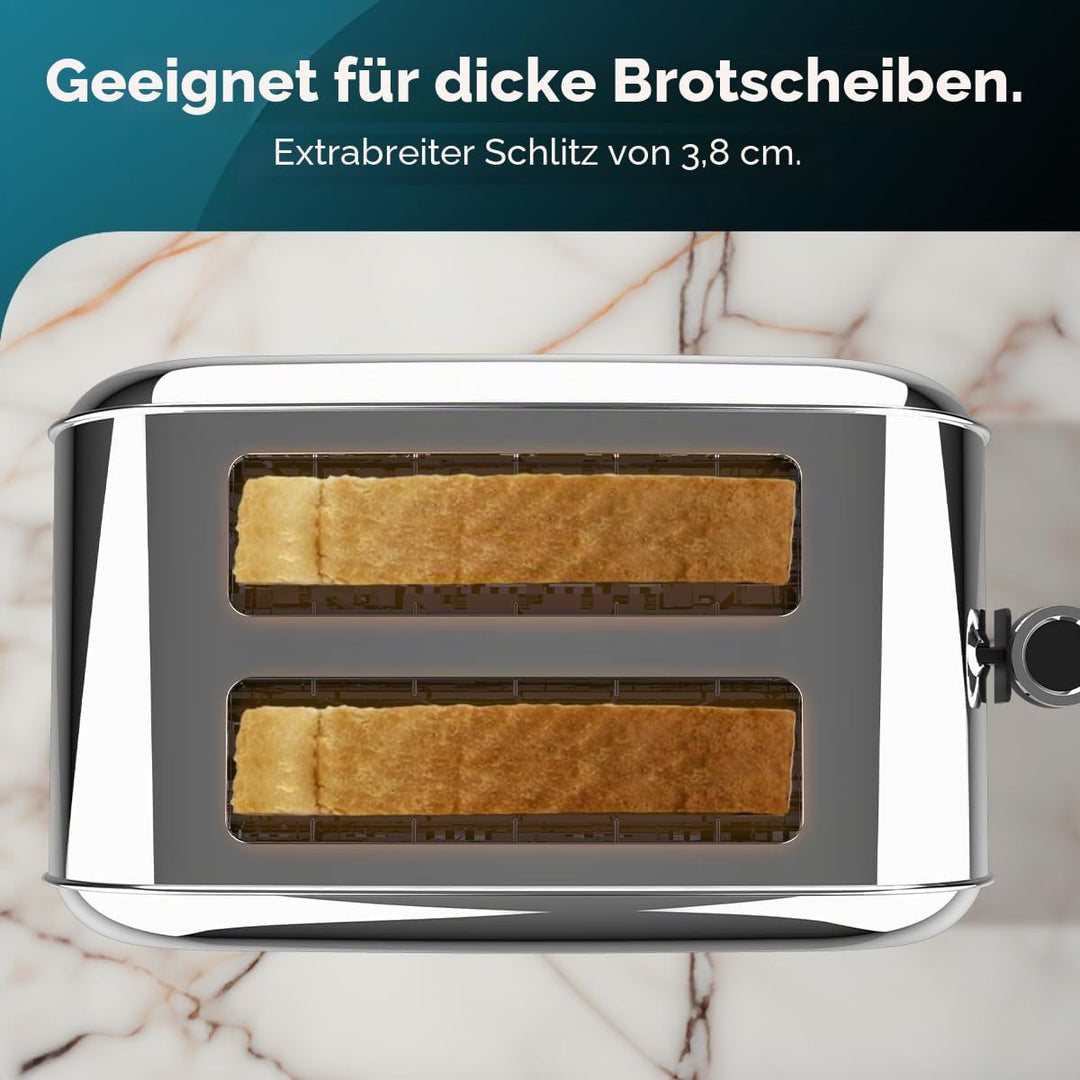 Cecotec Vertikaler Toaster Toastin' time 850 Inox Essential, 850W, Doppelter langer Schlitz und brei