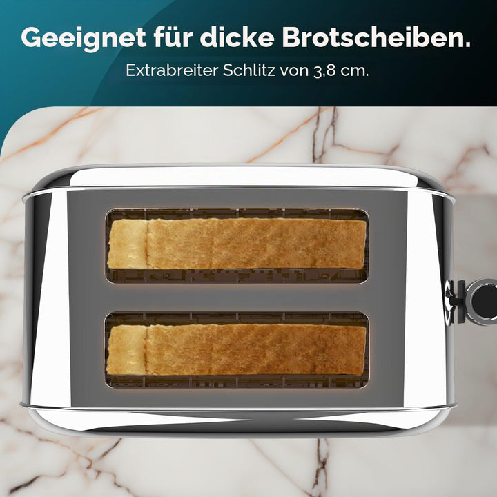 Cecotec Vertikaler Toaster Toastin' time 850 Inox Essential, 850W, Doppelter langer Schlitz und brei
