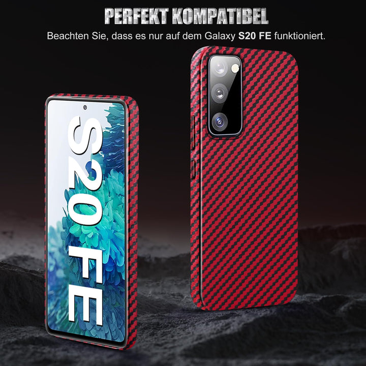 für Samsung S20 FE Hülle Carbon mit Schutzfolie Handyhülle S20 FE 5G Hart Case Ultra dünn Hybrid PC
