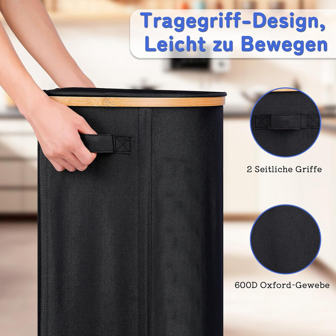 efluky Pfandflaschen Sammelbehälter mit Deckel, 100L Gross Pfandflaschen Aufbewahrung mit Zwei Trage