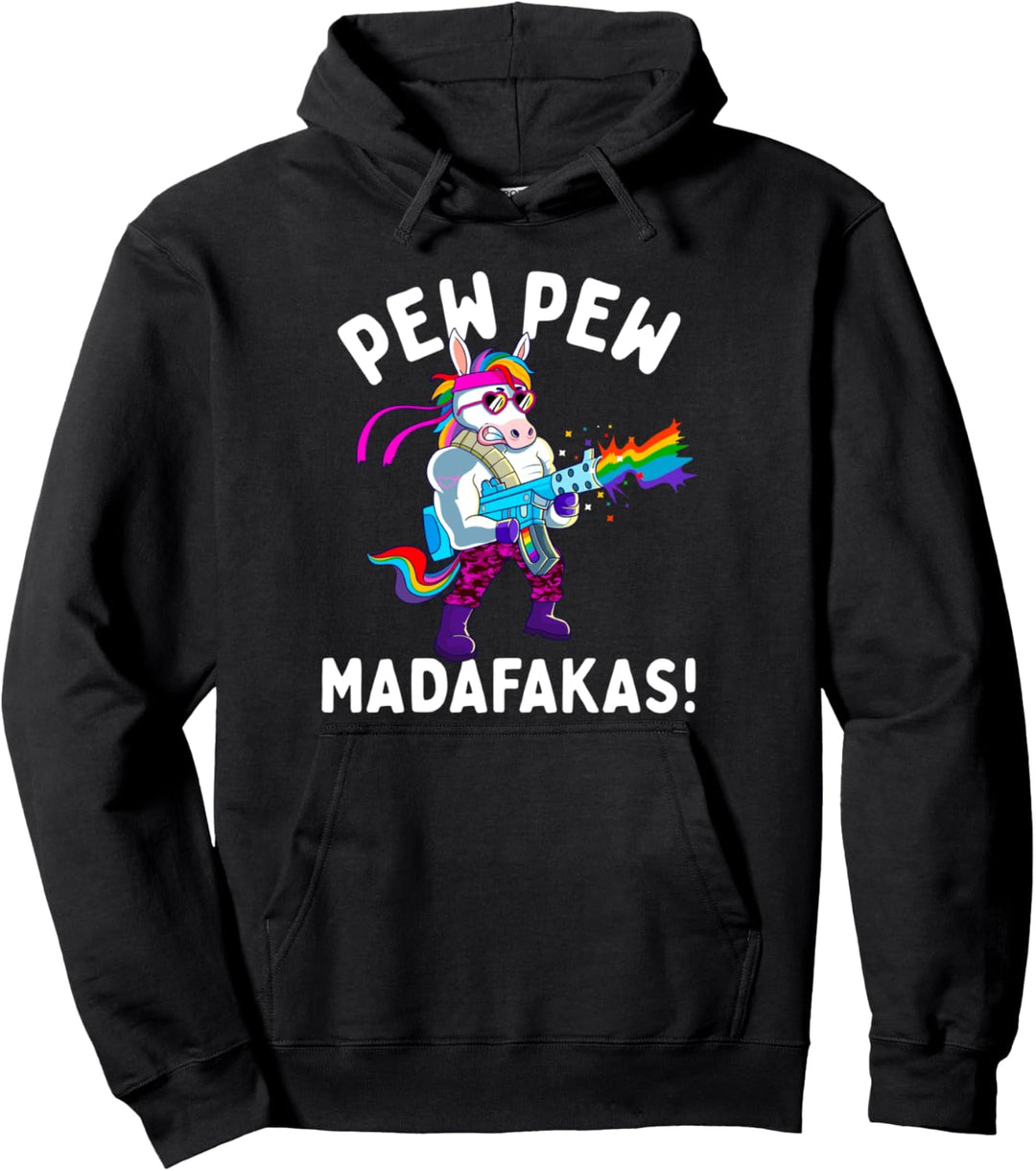 Einhorn PewPewPew Madafakas Crazy Pew Pew Geschenk Lustige Pullover Hoodie