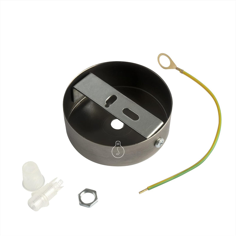 AMARCORDS - 3 Baldachin rosetten aus Metall, Farbe GLÄNZEND, Lampengehäuse komplett mit Kabelklemmen