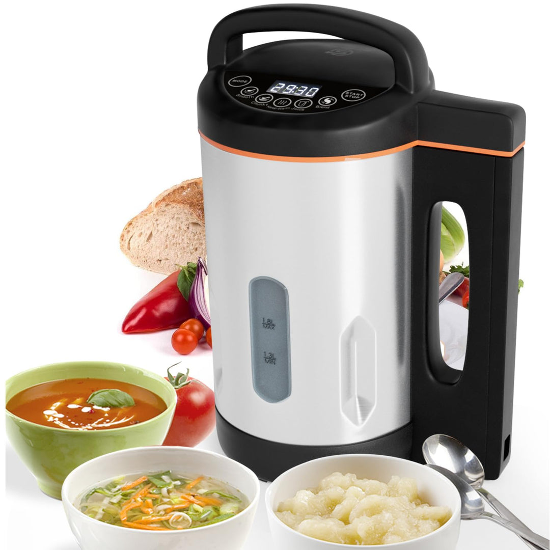 Suppenbereiter 1000W Edelstahl 1,8L Soup Maker mit Kochfunktion Elektrischer Suppenkocher Mixer 4 Au