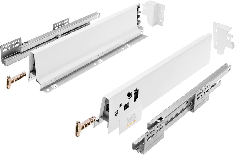 GTV - Modern Box Schublade I L=450mm H=83 mm I Weiss I Leises Schliessen I Belastung bis zu 40 kg I