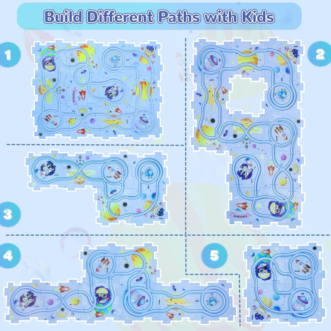 YOOYID Puzzle Track Spielzeug mit Flugzeug Schienenfahrzeug für Kinder Alter 3-5, Kleinkind Puzzle T