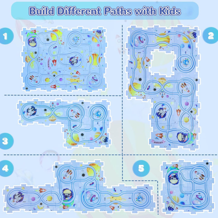 YOOYID Puzzle Track Spielzeug mit Flugzeug Schienenfahrzeug für Kinder Alter 3-5, Kleinkind Puzzle T