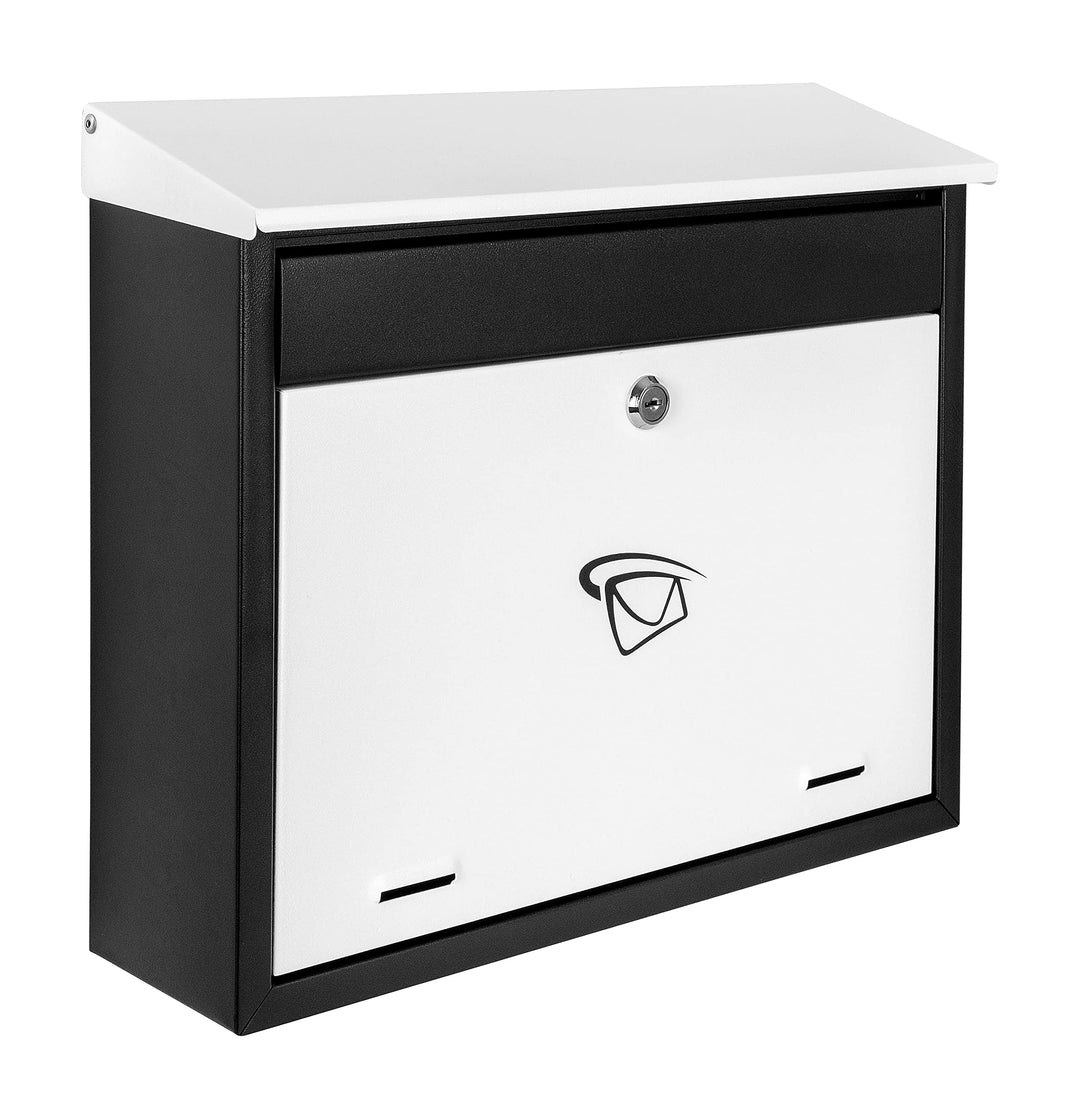 ADGO Modern Black &amp; White Edition Stylisch Briefkasten 340 mm x 400 mm x 100 mm Wandmontiert Wasserd