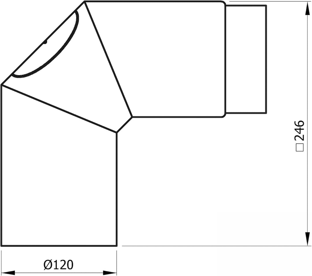 raik Rauchrohrbogen/Ofenrohrbogen 90° 3-teilig 120 mm Durchmesser mit Reinigungsöffnung Stahlblech 2