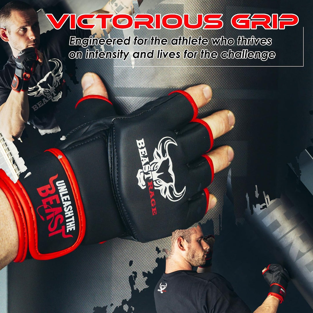 BEASTRAGE MMA Handschuhe für Männer und Frauen,Martial Arts Mitts Grappling Sparring,Ventilated Palm