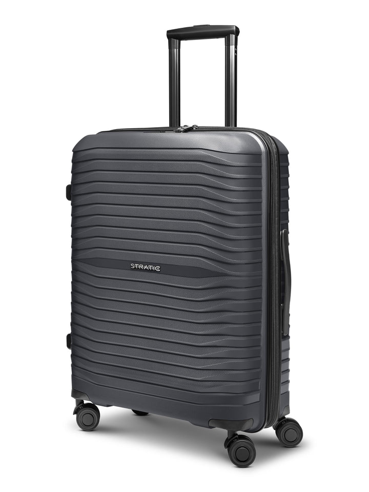 Stratic Shine Koffer gross | Trolley mit 4 360° Drehbare Rollen, Kreuzpackgurt, Dehnfalten, arretier