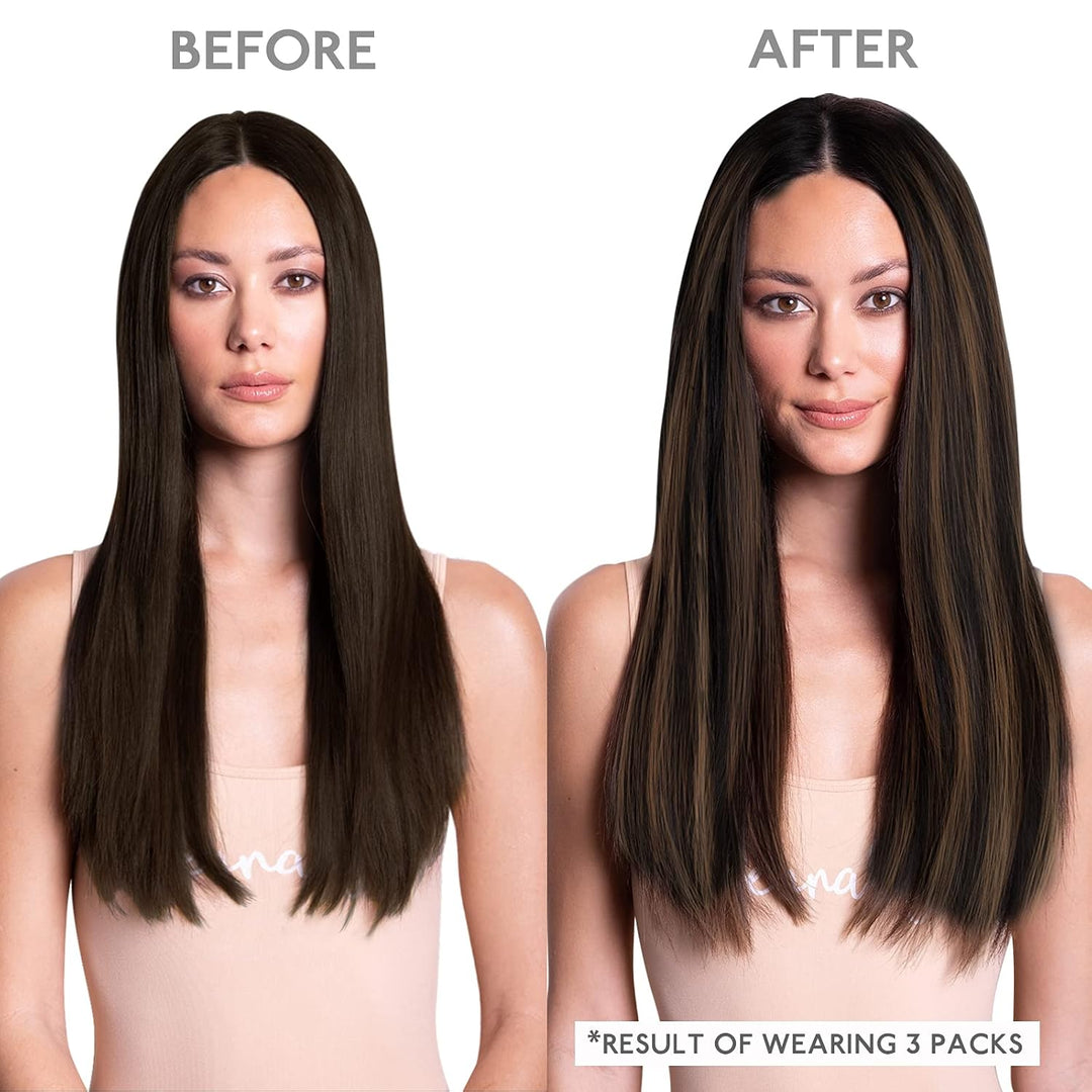 WENNALIFE Tape Extensions Echthaar, 20pcs 50g 60cm 24 Zoll Balayage Natürliches Schwarz bis Chestnut