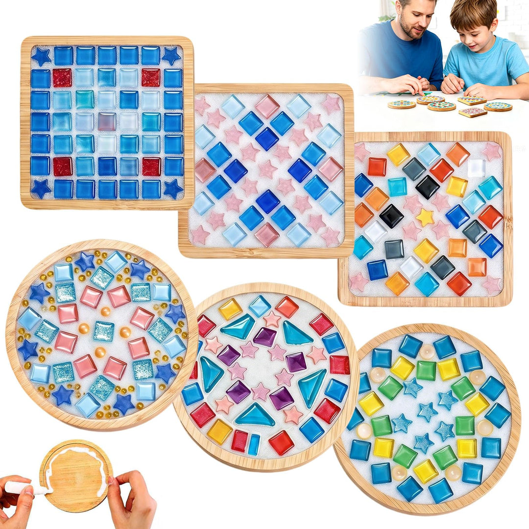 6 Stück DIY Mosaik Untersetzer Bastelset für Erwachsene Mosaik Untersetzer Mosaik-Untersetzer-Set (6