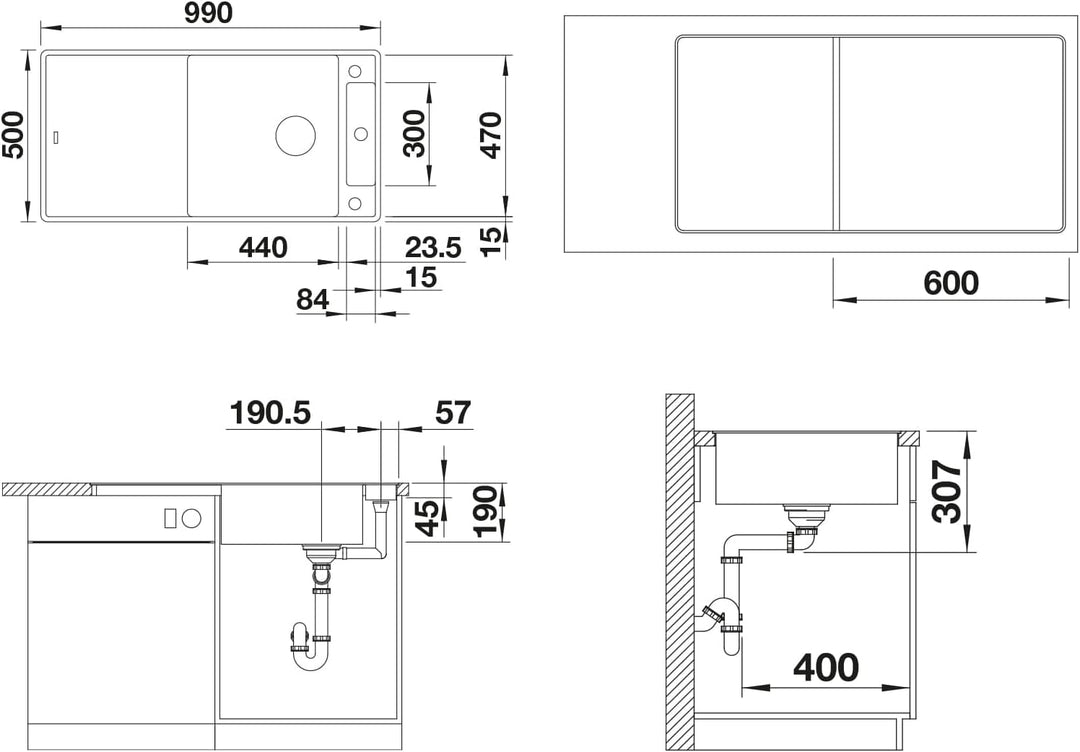 BLANCO AXIA III XL 6 S-F | Granitspüle aus SILGRANIT softweiss | Einbauart: Flächenbündig | reversib
