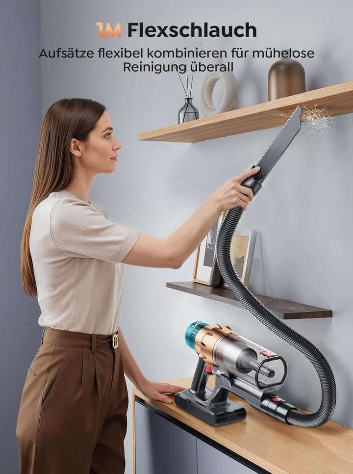 SMOTURE Akku Staubsauger VAC01, 600W 50.000 Pa 65 Min Laufzeit, für Tierhaare/Teppiche/Hartböden/Aut