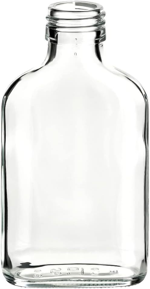 gouveo 24er Set Glasflasche 100 ml (0,10 l) Glasflasche 100 ml Flachmann Schraubverschluss PP28 mit