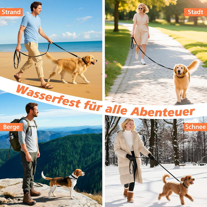 X XBEN Wasserdicht Schleppleine für Hunde, 30M Gummierte Schleppleine mit Abschliessbarer Karabine,