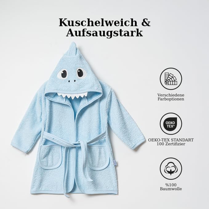 Baby Bademantel mit süssem Giraffenmotiv – Kapuzenbademantel aus 100% Baumwolle – Weich, saugfähig &
