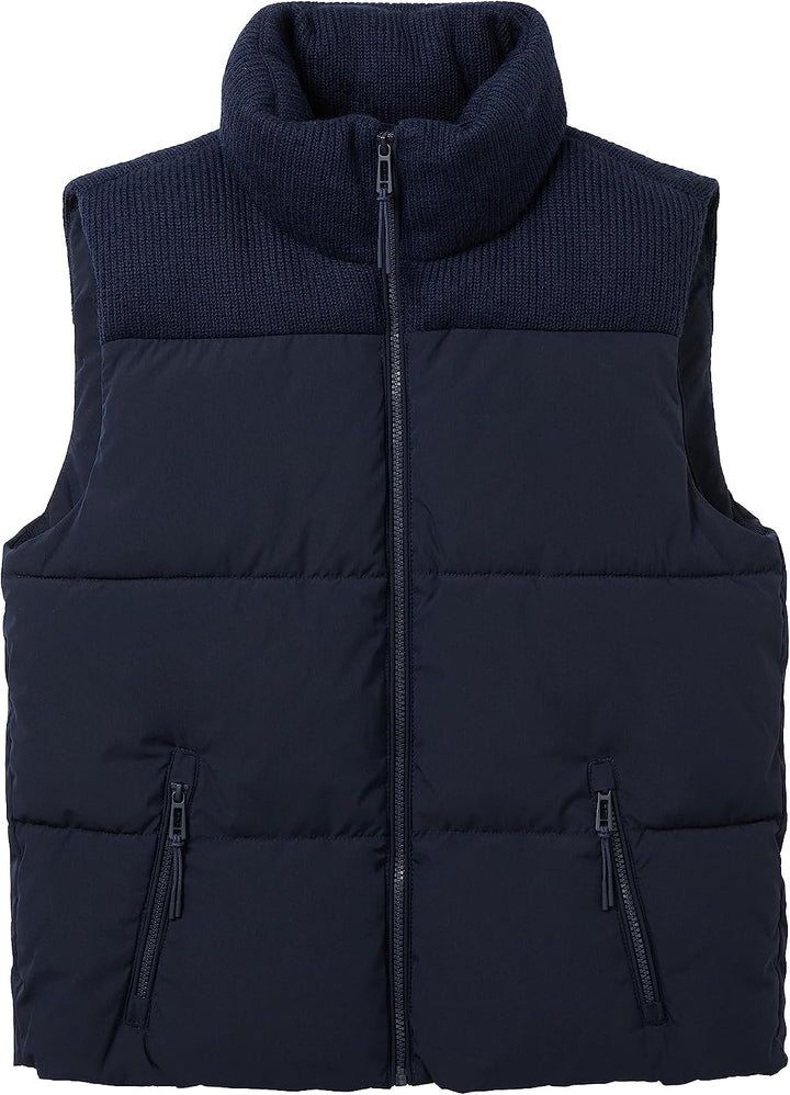 TOM TAILOR Damen Steppweste mit Strickeinsatz &amp; Stehkragen XL 10668 - Sky Captain Blue, XL 10668 - S