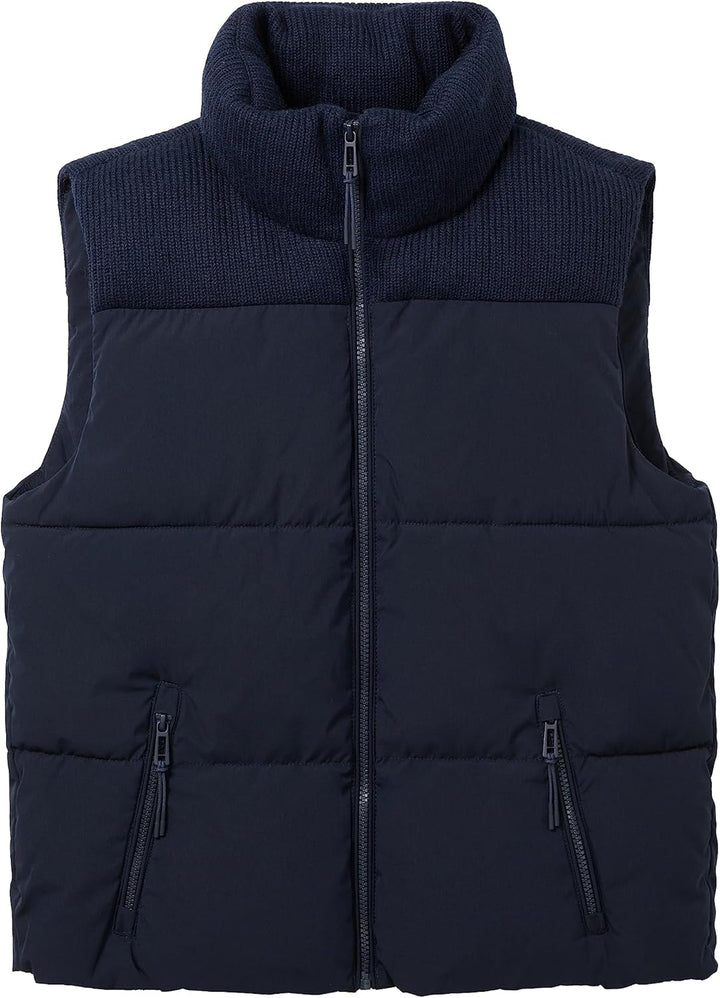 TOM TAILOR Damen Steppweste mit Strickeinsatz & Stehkragen XL 10668 - Sky Captain Blue, XL 10668 - S