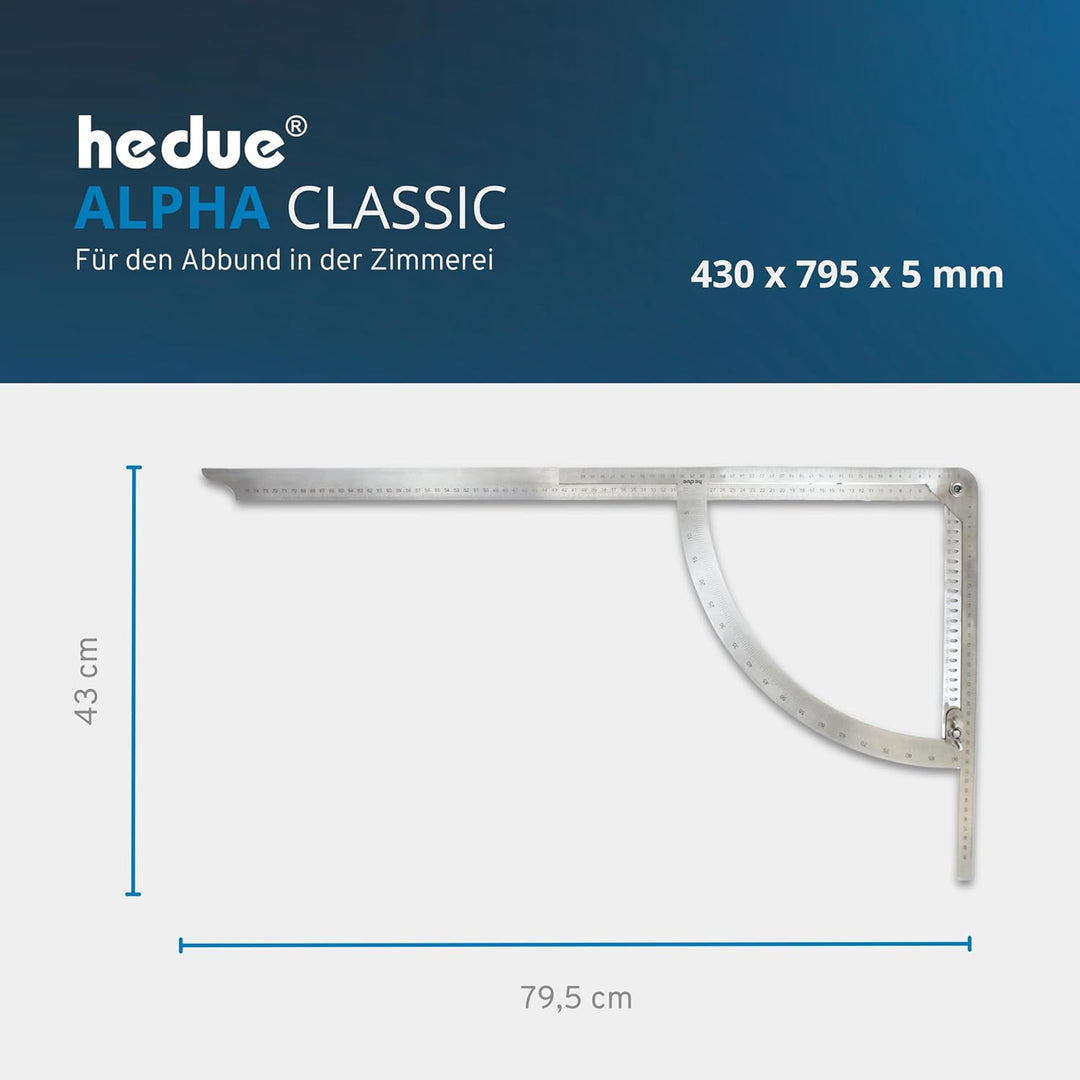 hedue® Anreissgerät Alphawinkel Classic | Alpha Winkel für Zimmerer , Anreisswinkel & Präzisionswink