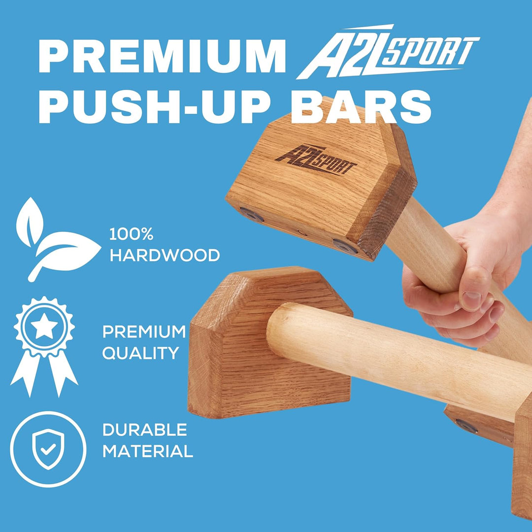 A2Z SPORT® Liegestützgriffe Holz Handstand Griffe - Rutschfeste Parallettes Calisthenics Griffe Lieg