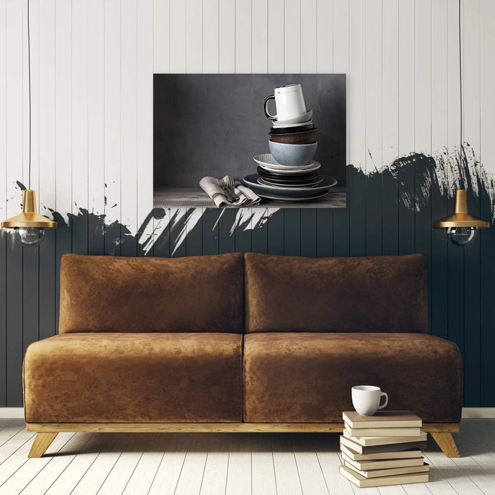 Feeby Bild auf Leinwand für Küche Kunstdruck modern rustikal Grau 80x60 cm M14324 80x60 cm, M14324 8