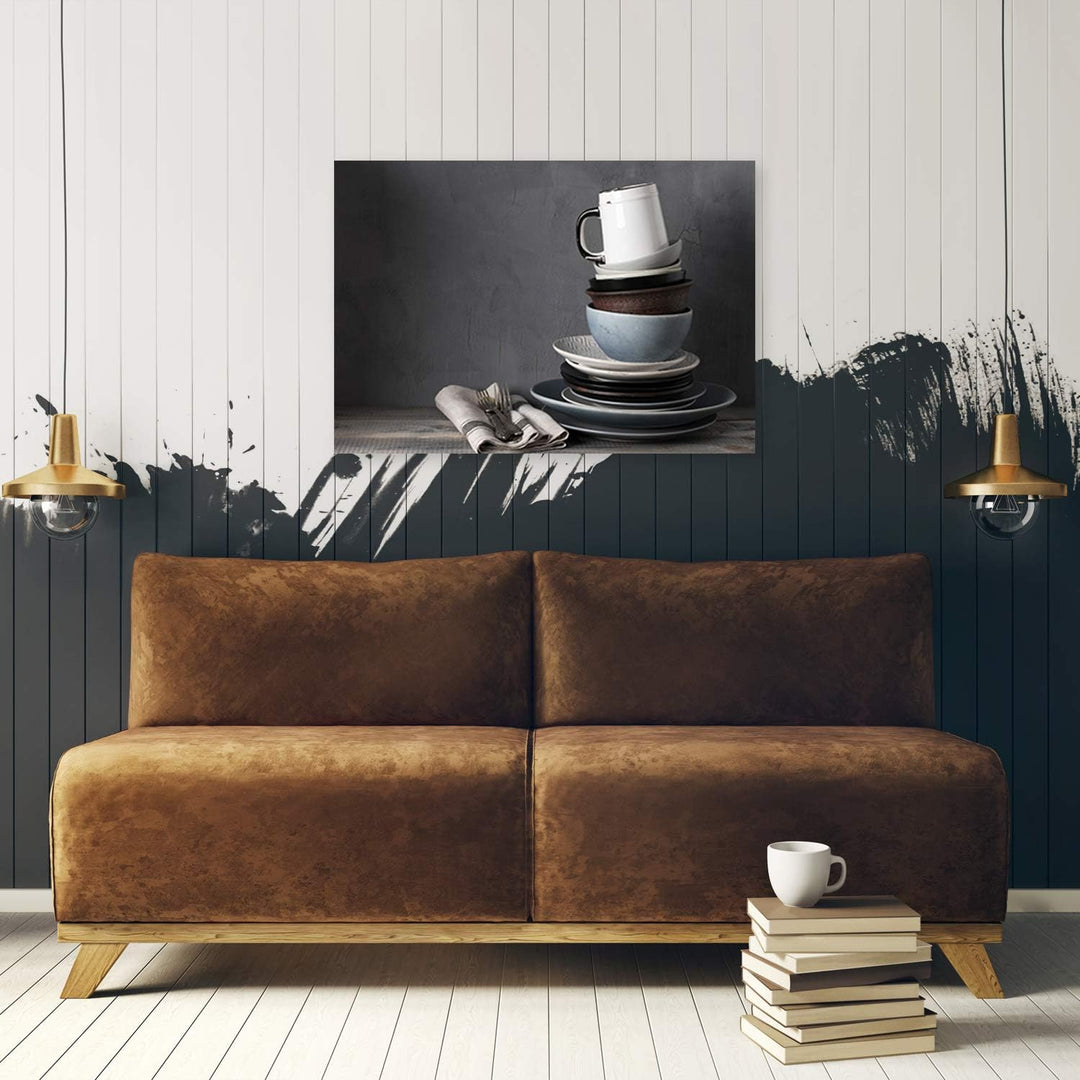 Feeby Wanddeko für Küche Bild Kunstdruck Shabby Chic Grau 80x60 cm M14324 80x60 cm, M14324 80x60 cm