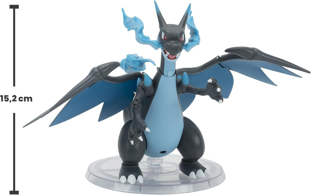 Pokémon PKW3428 - 15cm Select Figure - Mega-Glurak X, offizielle bewegliche Figur