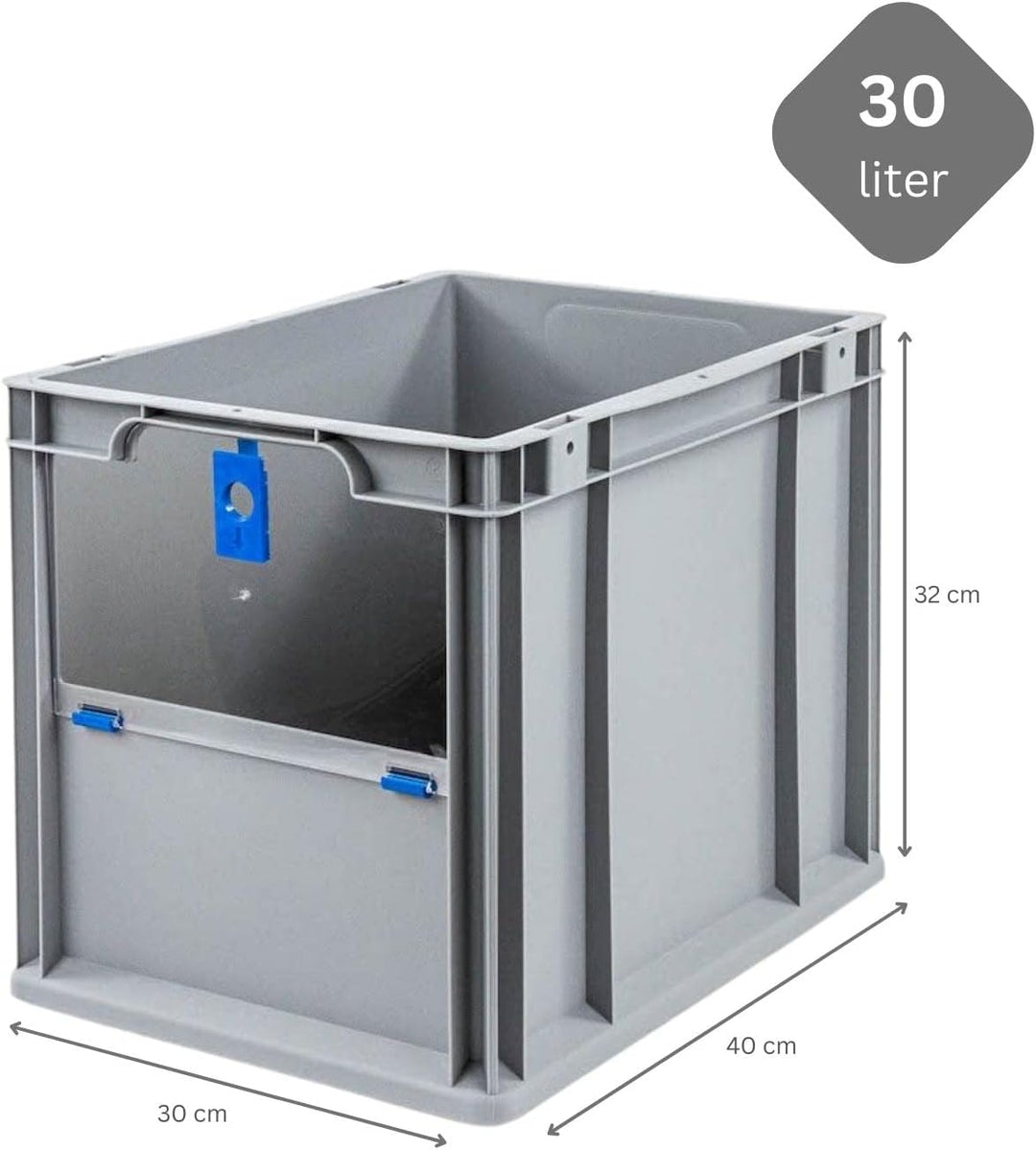 SuperSparSet 4x Eurobox NextGen Insight Cover | HxBxT 32x30x40 | 30 Liter | Hoch/Blau | Eurobehälter
