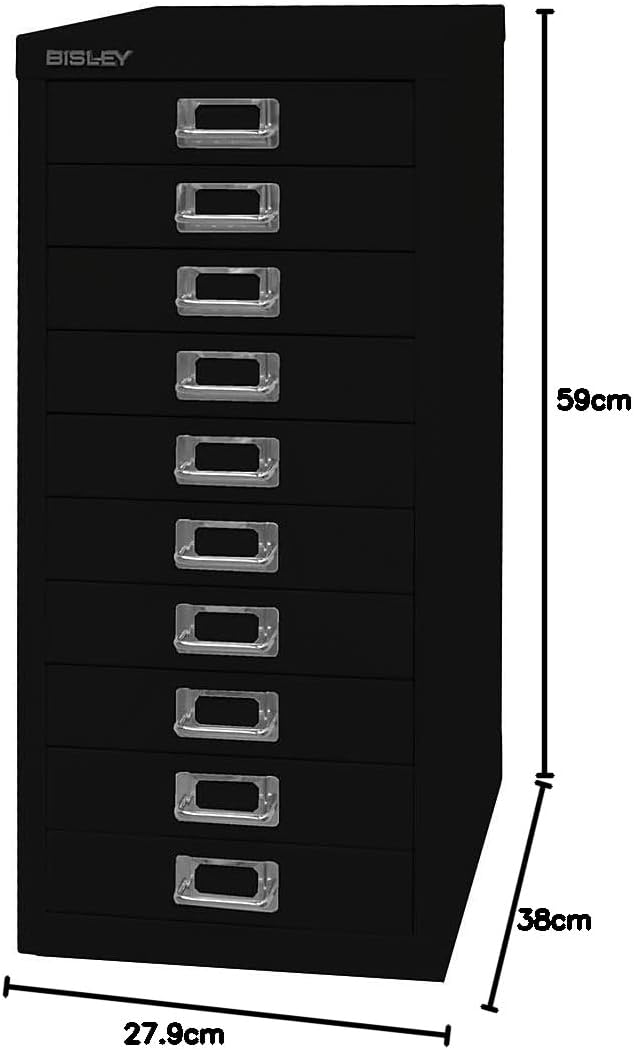 BISLEY MultiDrawer, 29er Serie, DIN A4, 10 Schubladen, Metall, 641 Zinkgelb, 38 x 27.9 x 59 cm