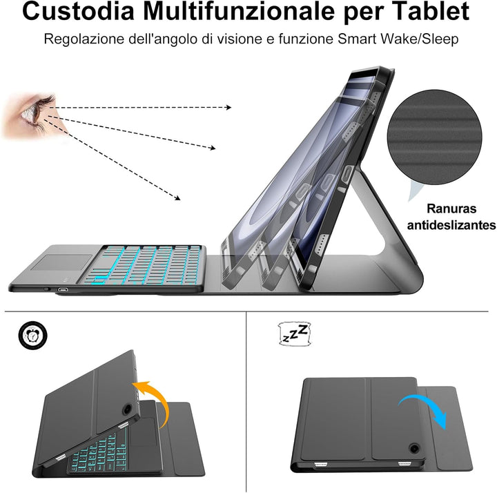 FOGARI Hülle mit Tastatur für Samsung Galaxy Tab A9 Plus 11 Zoll 2023 | Mit Multi Touch Trackpad und