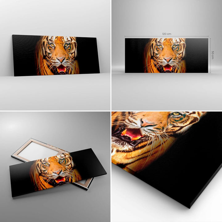 Wandbilder Dekoration Wohnzimmer tiger tier Panorama Bilder auf Leinwand 120x50cm Leinwandbild mit R