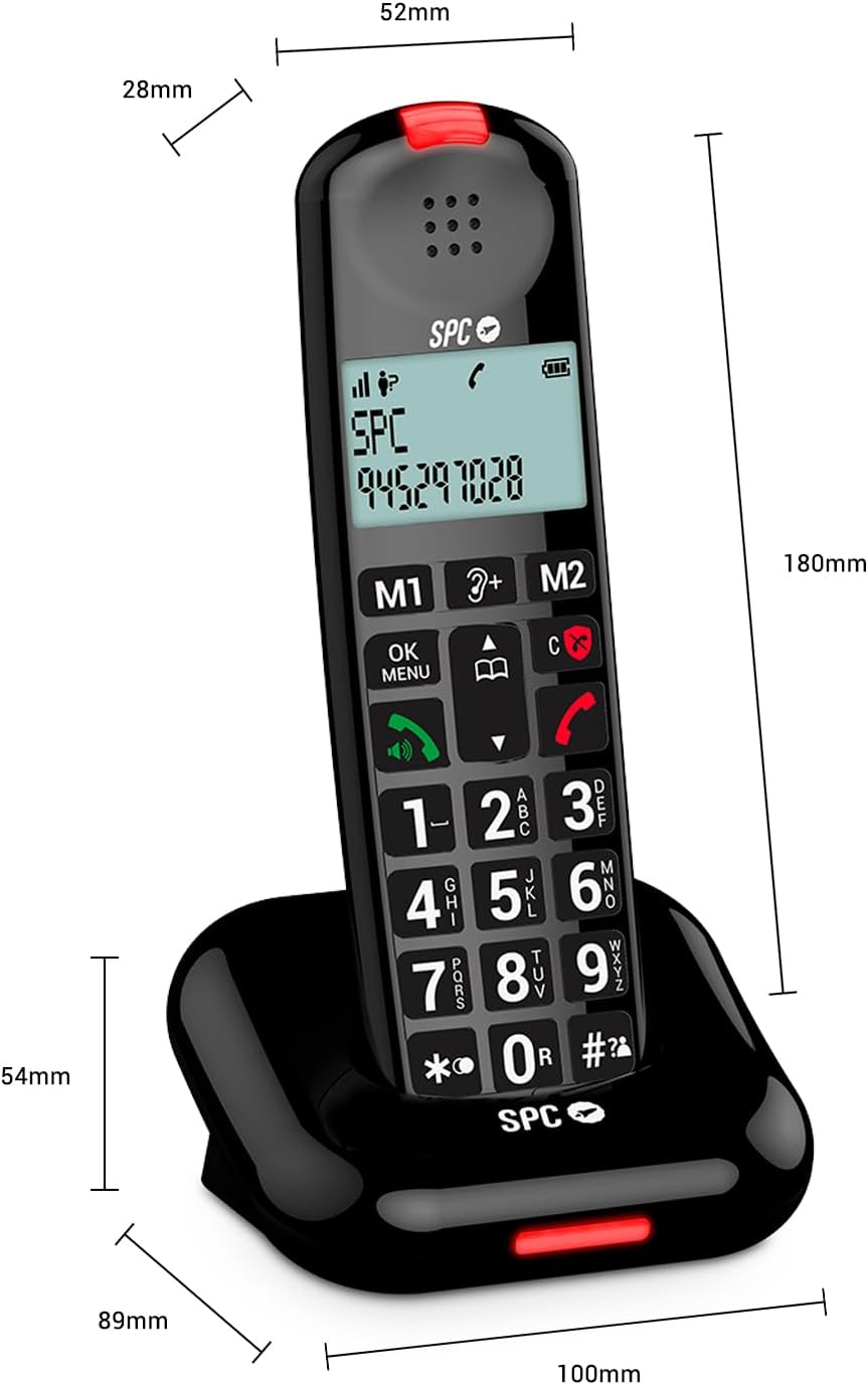 SPC Comfort Kairo - Schnurloses Telefon für Senioren mit grossen Tasten, verstärktem Ton, hörgerätek
