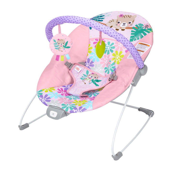 Bright Starts Wildflower Wonders Vibrations Babywippe, abnehmbarer Spielbügel mit 2 Spielzeugen, rut