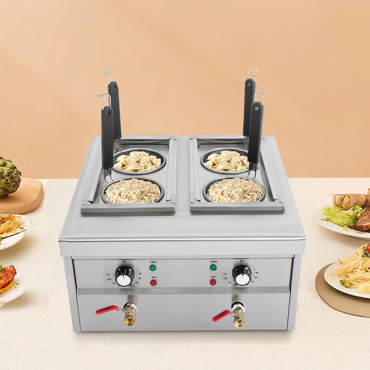 2KW Nudelkocher mit 4 Körben, Nudelkocher Pastakocher aus Edelstahl Pastakocher Pasta Station, Tempe