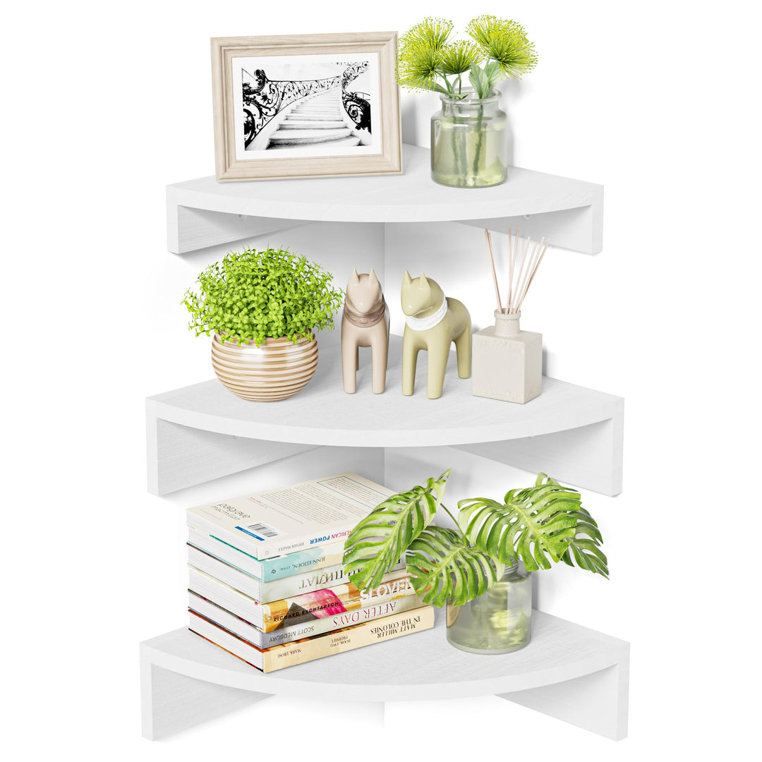 Alsonerbay Eckregal Küche Weiss Eckregale Wand, Wandregal Holz 3er Set Schweberegal Kleines Wandrega