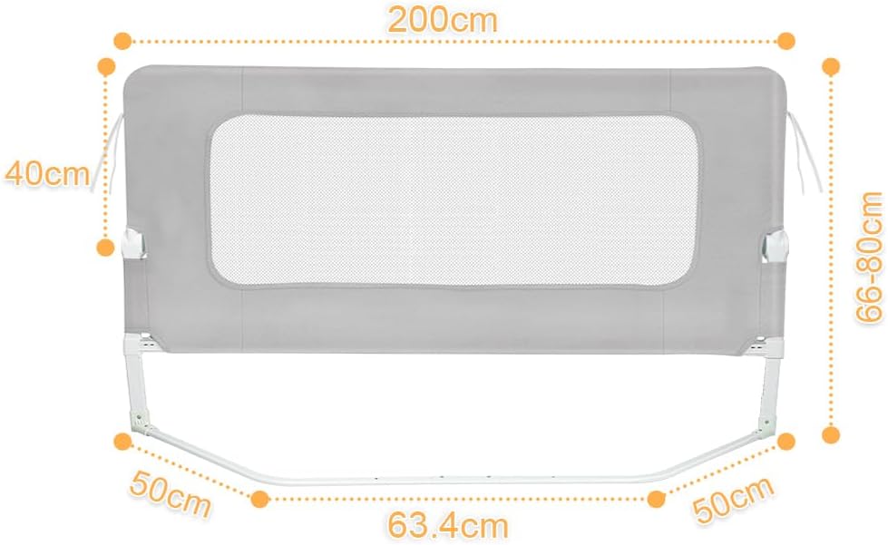 OHMG Bettgeländer,Sicherheitsgitter für Kinder,Sicherheitsgitter für Bett,höhenverstellbar,tragbar,B