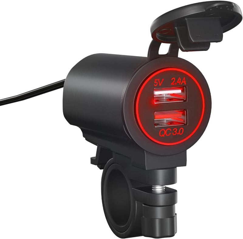 Motorrad USB Ladegerät, MoreChioce 5V Dual Ports QC3.0 Universal Motorrad Handy Ladegerät Motorrad L