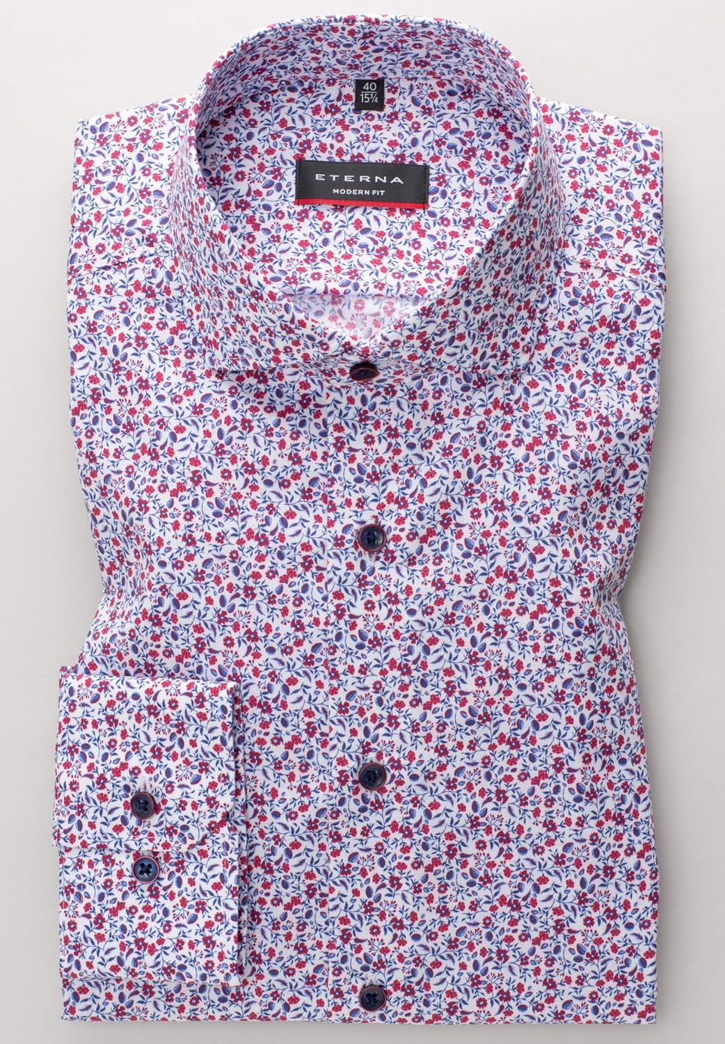 eterna Herren bedrucktes Twill-Hemd MODERN FIT 1/1 rot 40_H_1/1