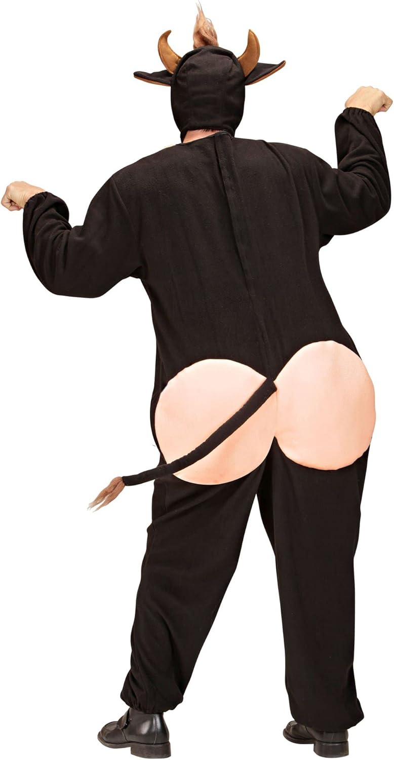 "BULL" (jumpsuit with buttocks, headpiece with mask) - (S), S