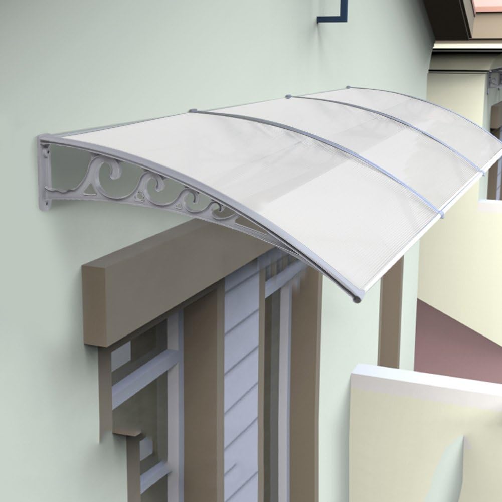 Vordach für Haustür, Überdachung Haustür aus Aluminium und Kompletten Polycarbonat-Hohlkammerplatte,