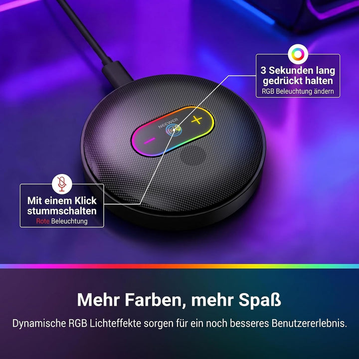 NEEWER UM04 USB Mikrofon, AI Rauschunterdrückung, omnidirektionales Kondensator Tischmikrofon mit 48