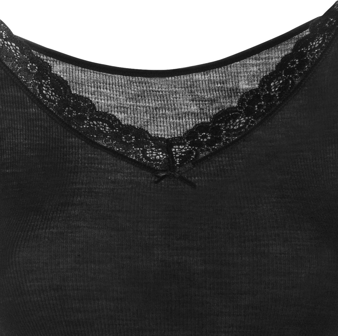 Nina von C. Wool Silk Achselhemd, Damen Unterhemd 36 Schwarz, 36 Schwarz