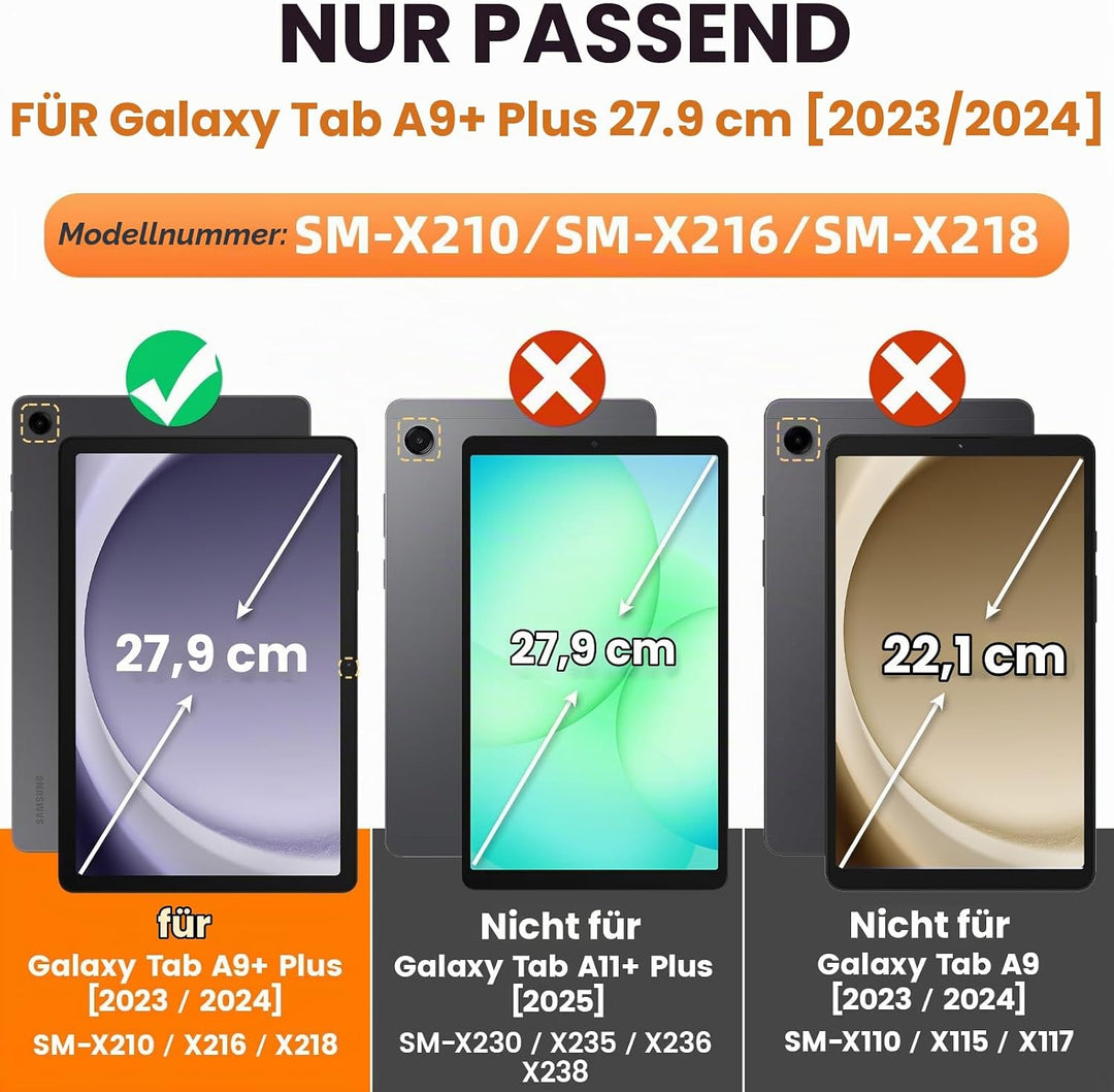 SEYMAC stock Hülle für Samsung Galaxy Tab A9 Plus/ A9+ 11 Zoll, Stossfeste Hülle mit [Mehreren Winke